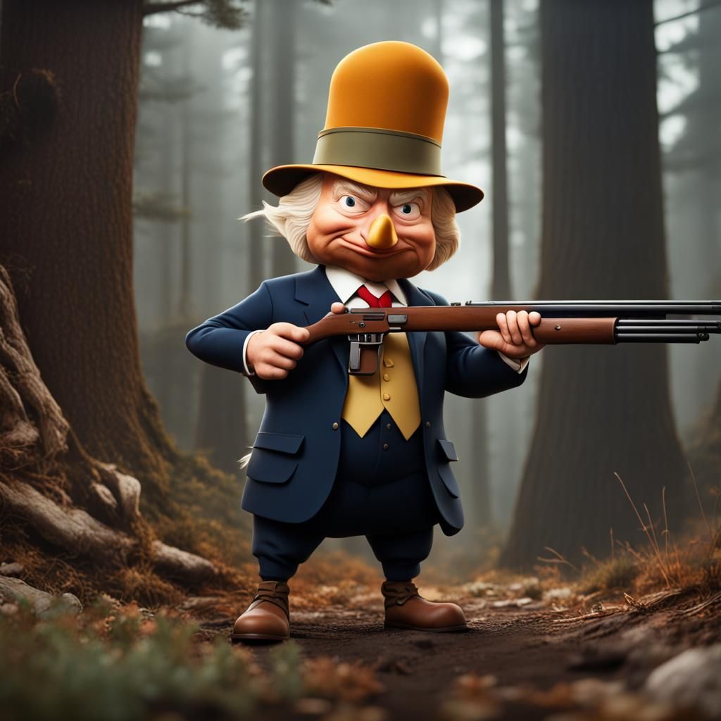 Donald Trump as Elmer Fudd: Detailed Matte Painting