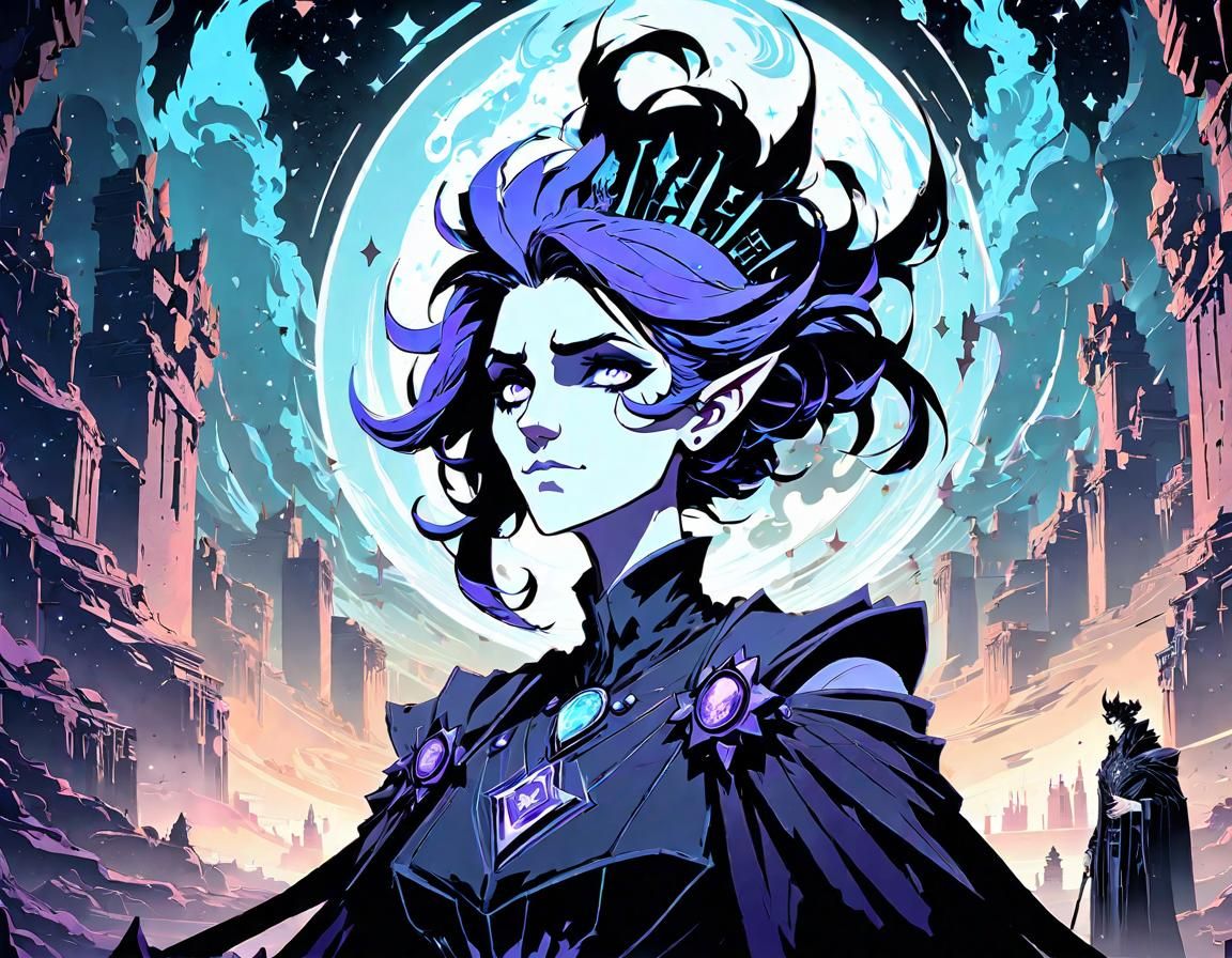 Queen Nyx Portrait in Hades Game Style