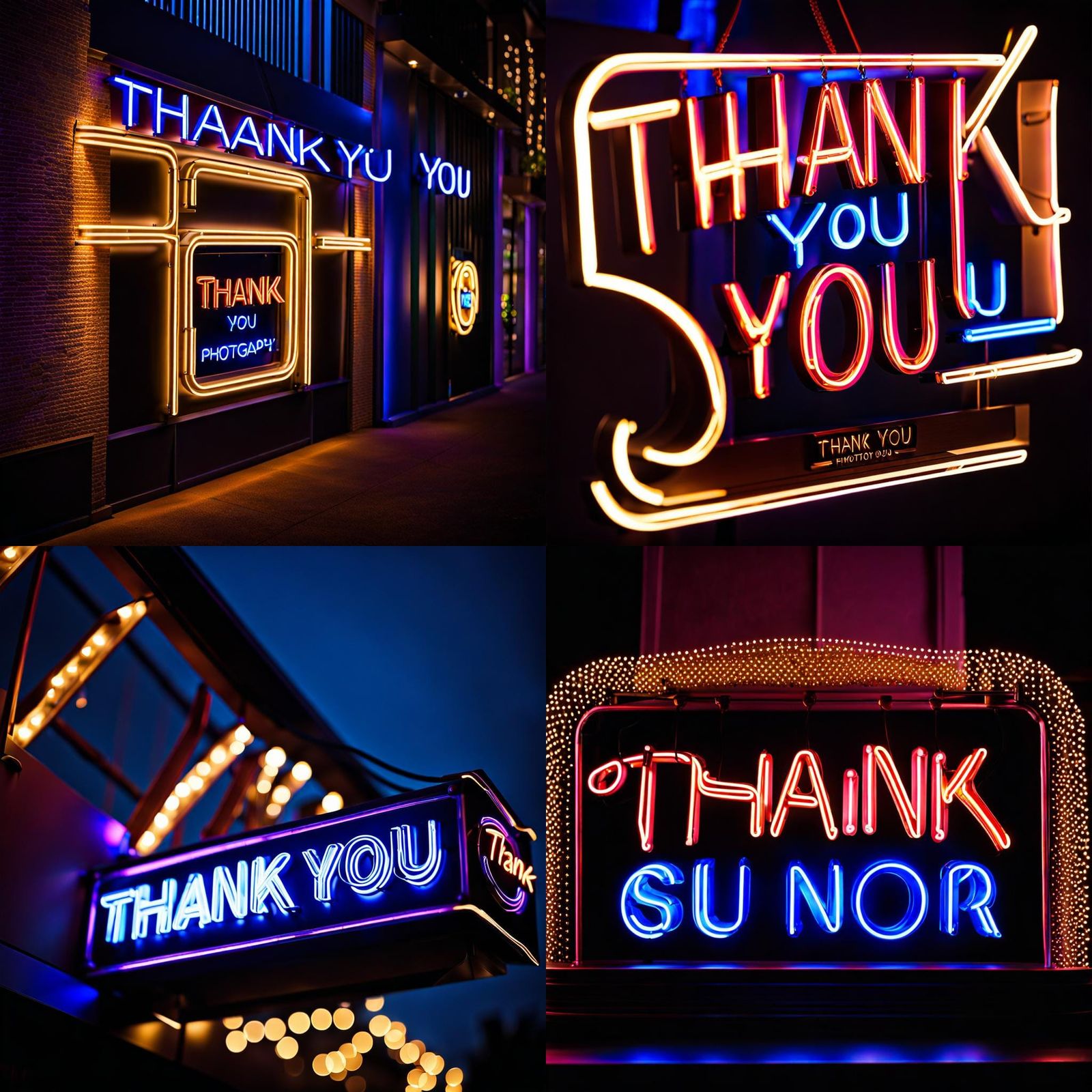 Photorealistic Neon Sign Saying Thank You