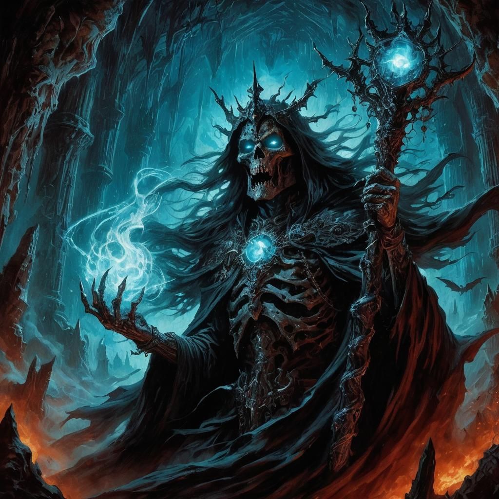 Hooded Lich King in Frank Frazetta Style