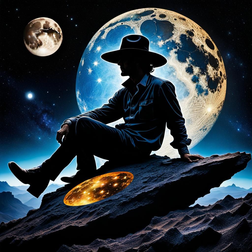 Surreal Meteorite Silhouette in Art Nouveau Style