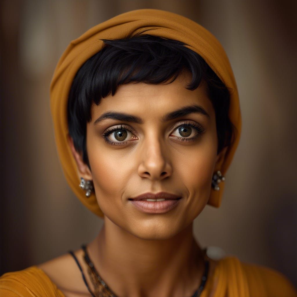 Striking Portrait of an Indian Woman with Pixie Cut