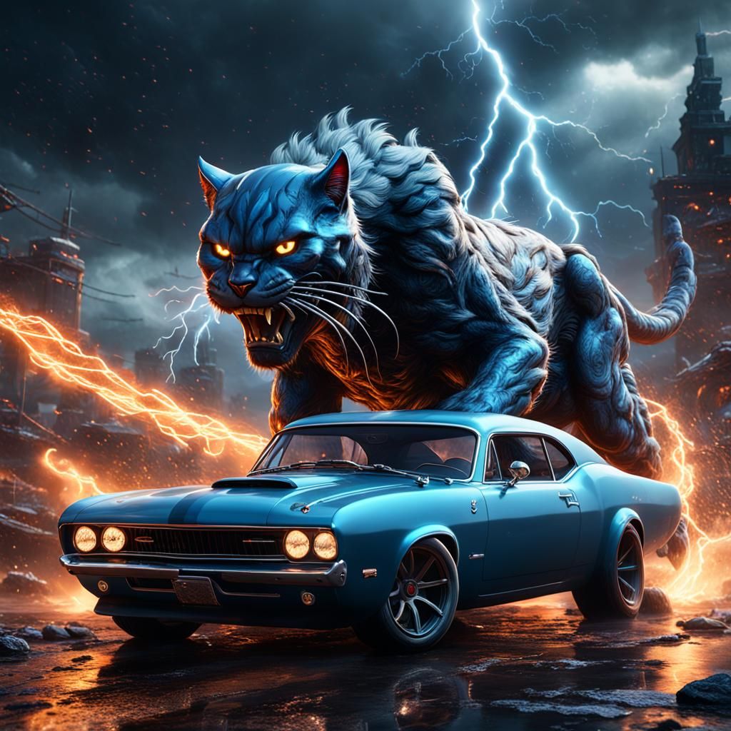 Hellcat with Thunder: Detailed Matte Painting