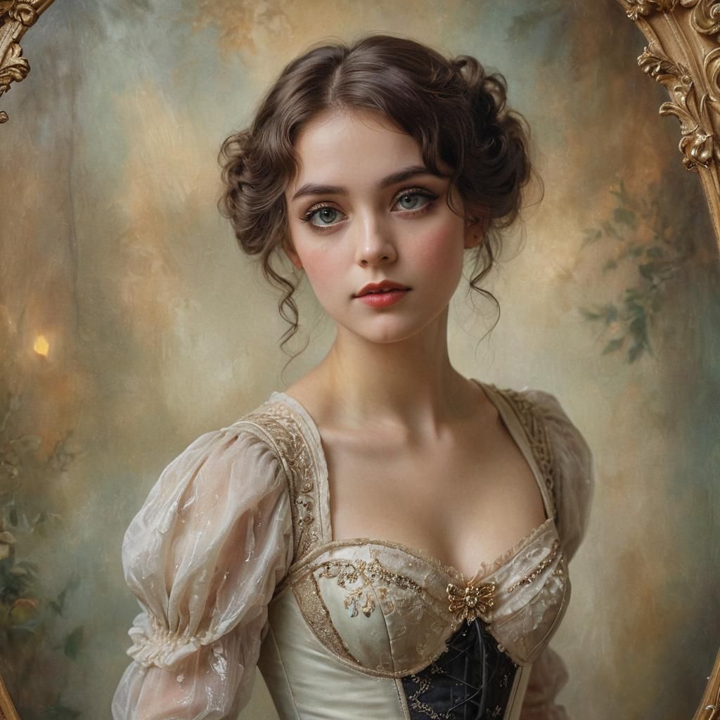 Ethereal Art Nouveau Portrait in Dreamy Oil Painting Style