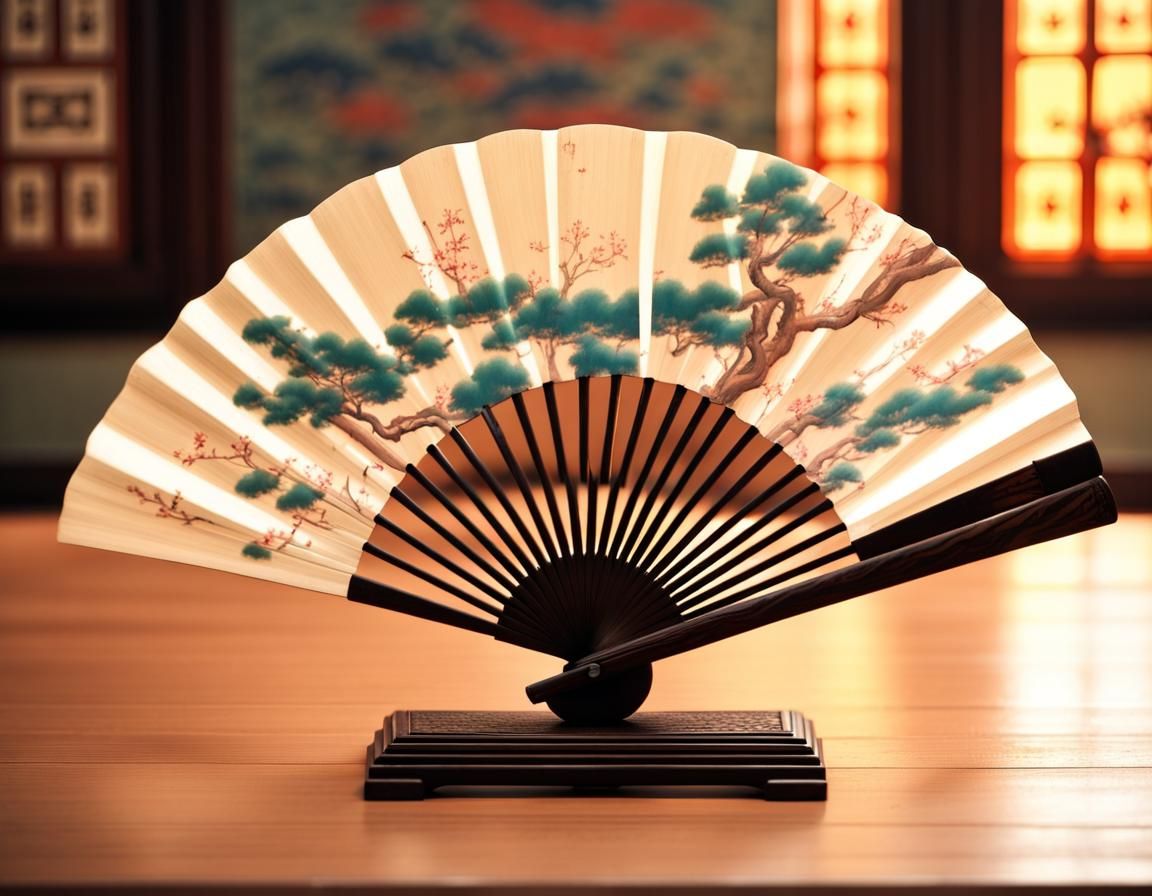 Ancient Chinese Fan with Ink Painting