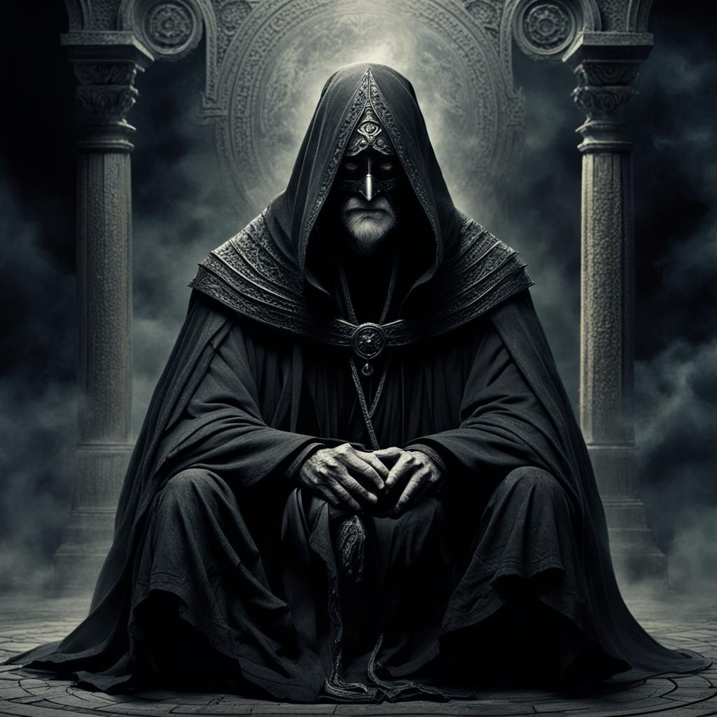 A dark-robed blind seer