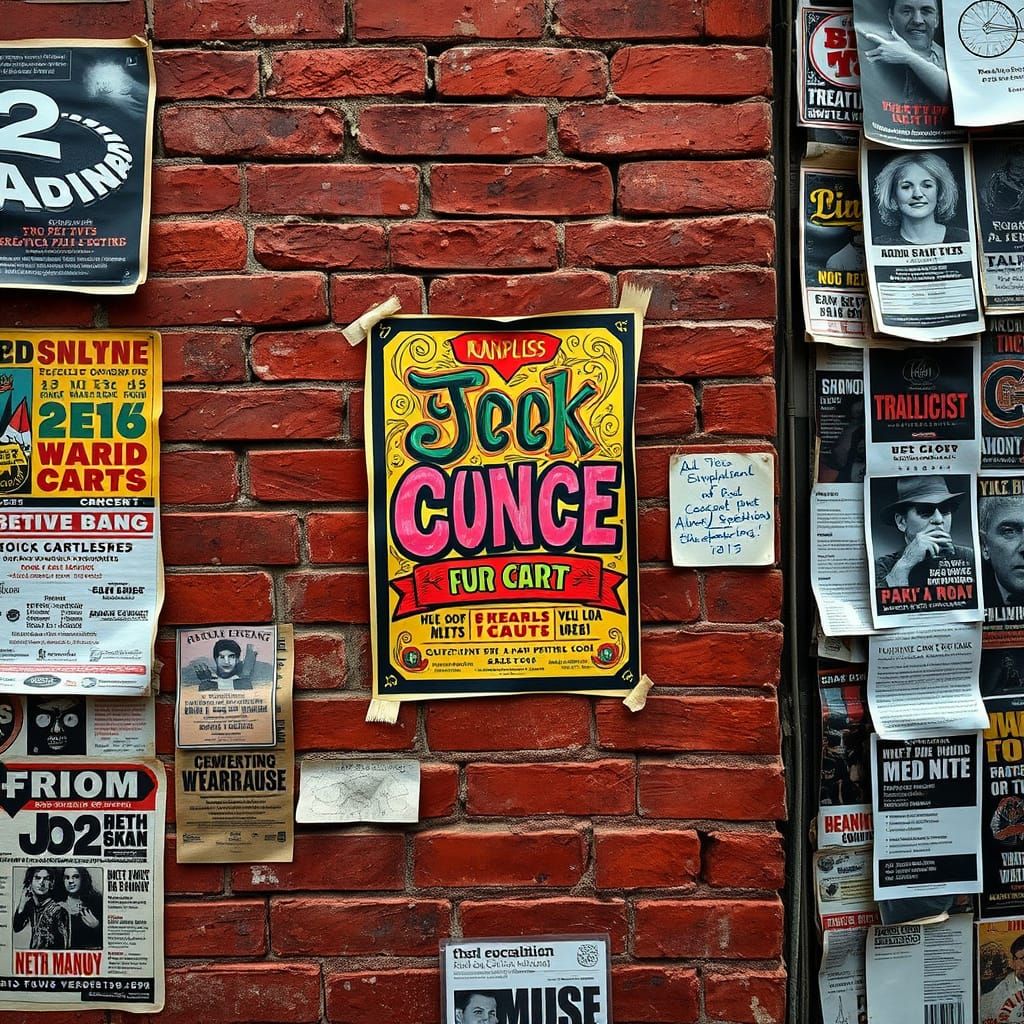 Urban Music Festival Poster Collage in Vibrant, Handmade Sty...