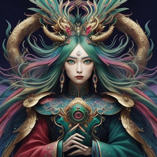 Rainbow Dragon Serpent Transformation in Abstract Art