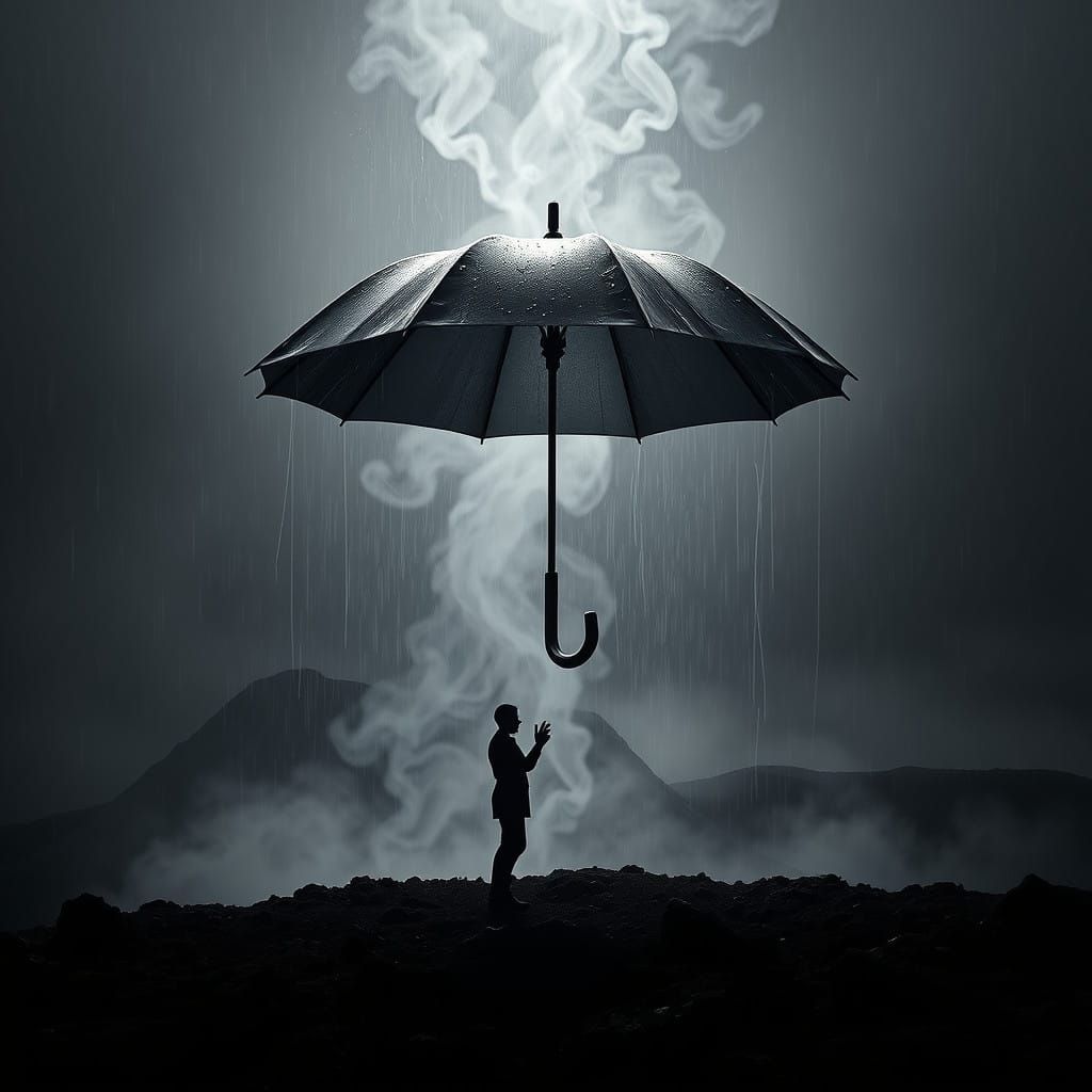 Ethereal Umbrella Transforms in Mysterious Volcanic Landscap...