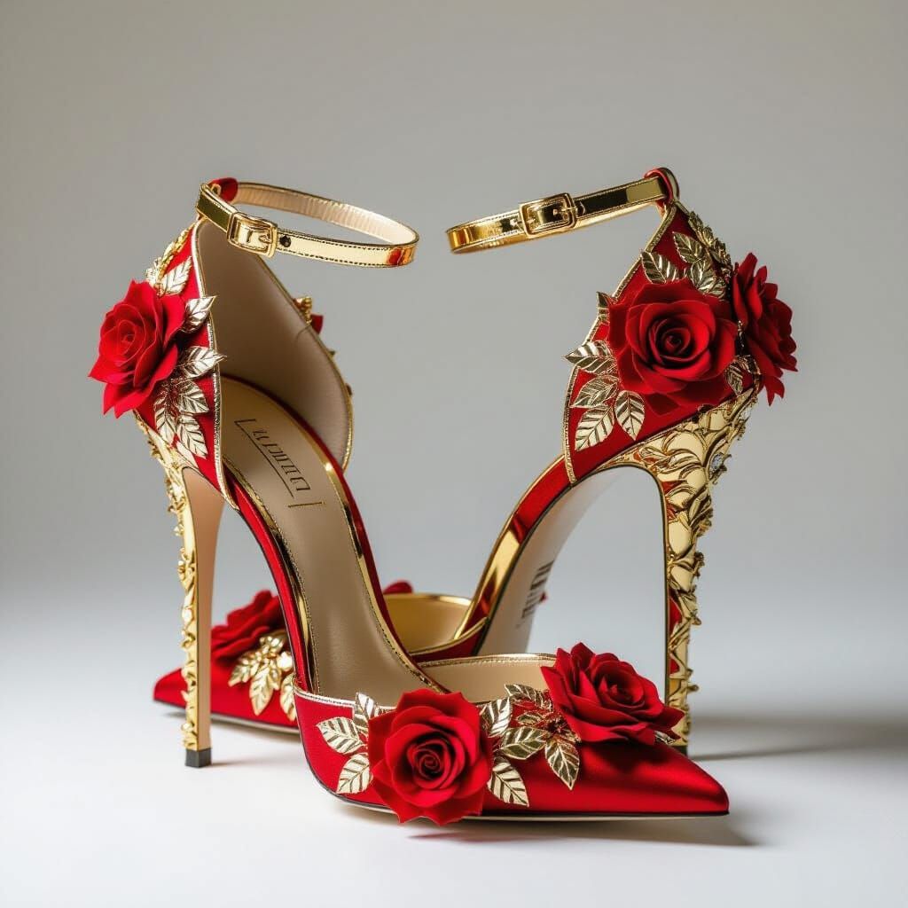 High-Fashion Rose and Gold Stiletto Heels