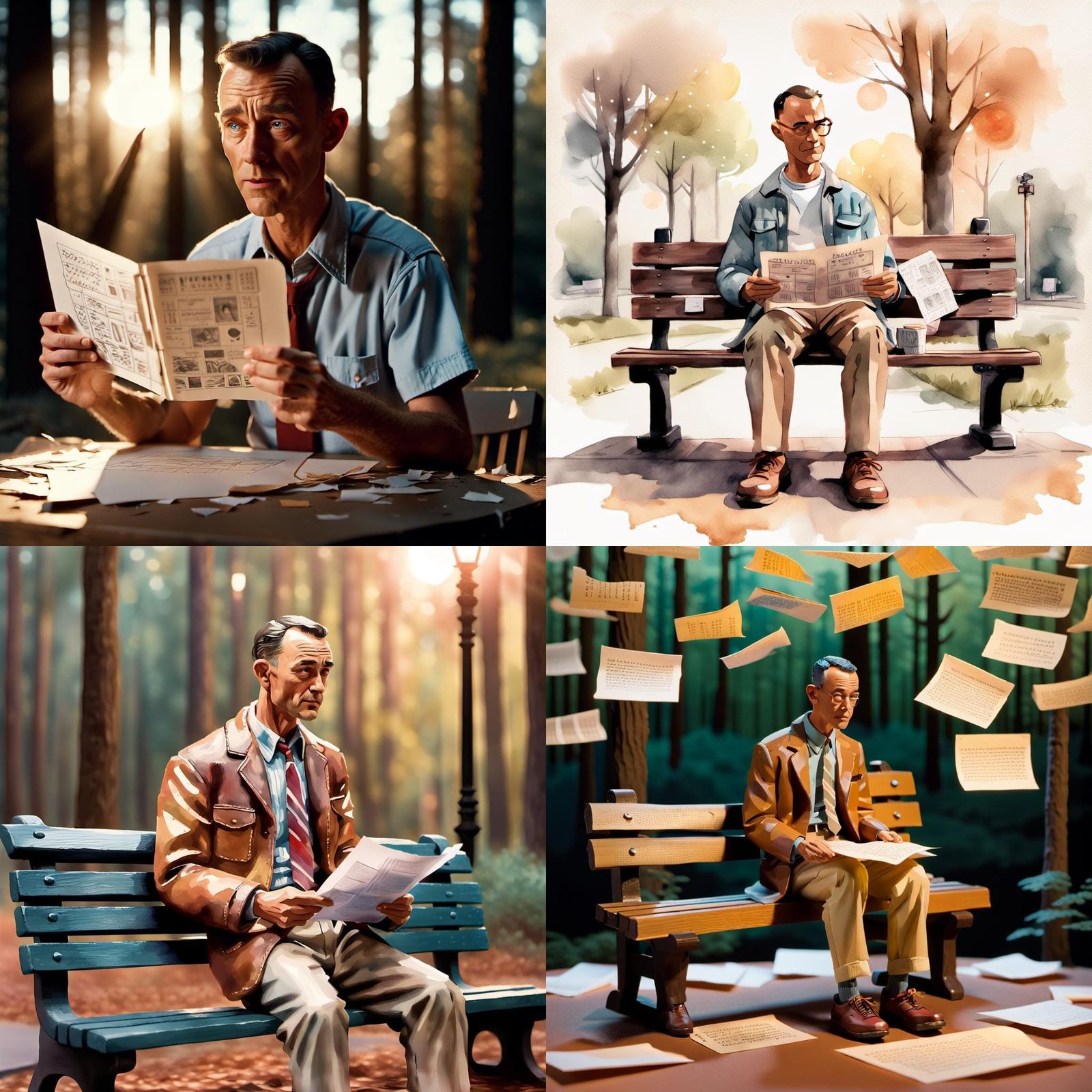 Forrest Gump Diorama: Expressive Papercraft Art