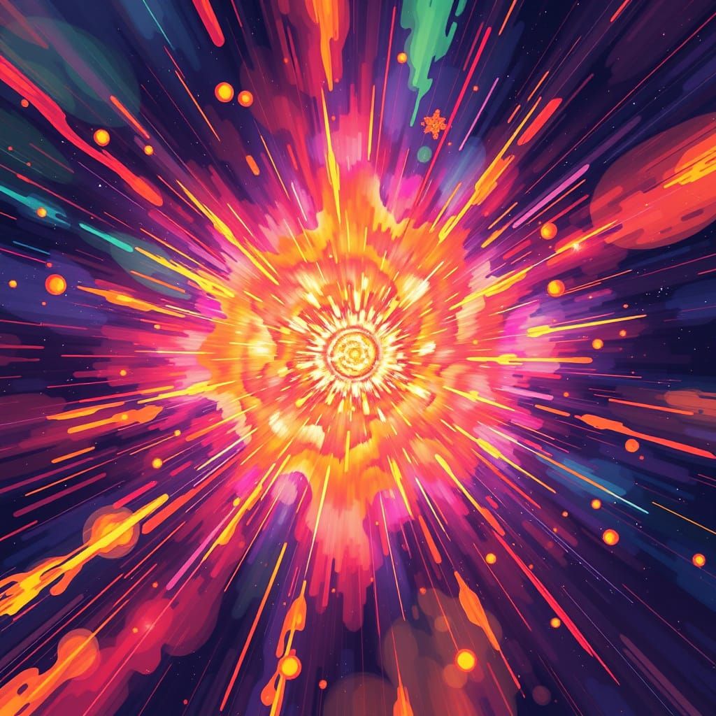 Vibrant Supernova Explosion in Manga Style
