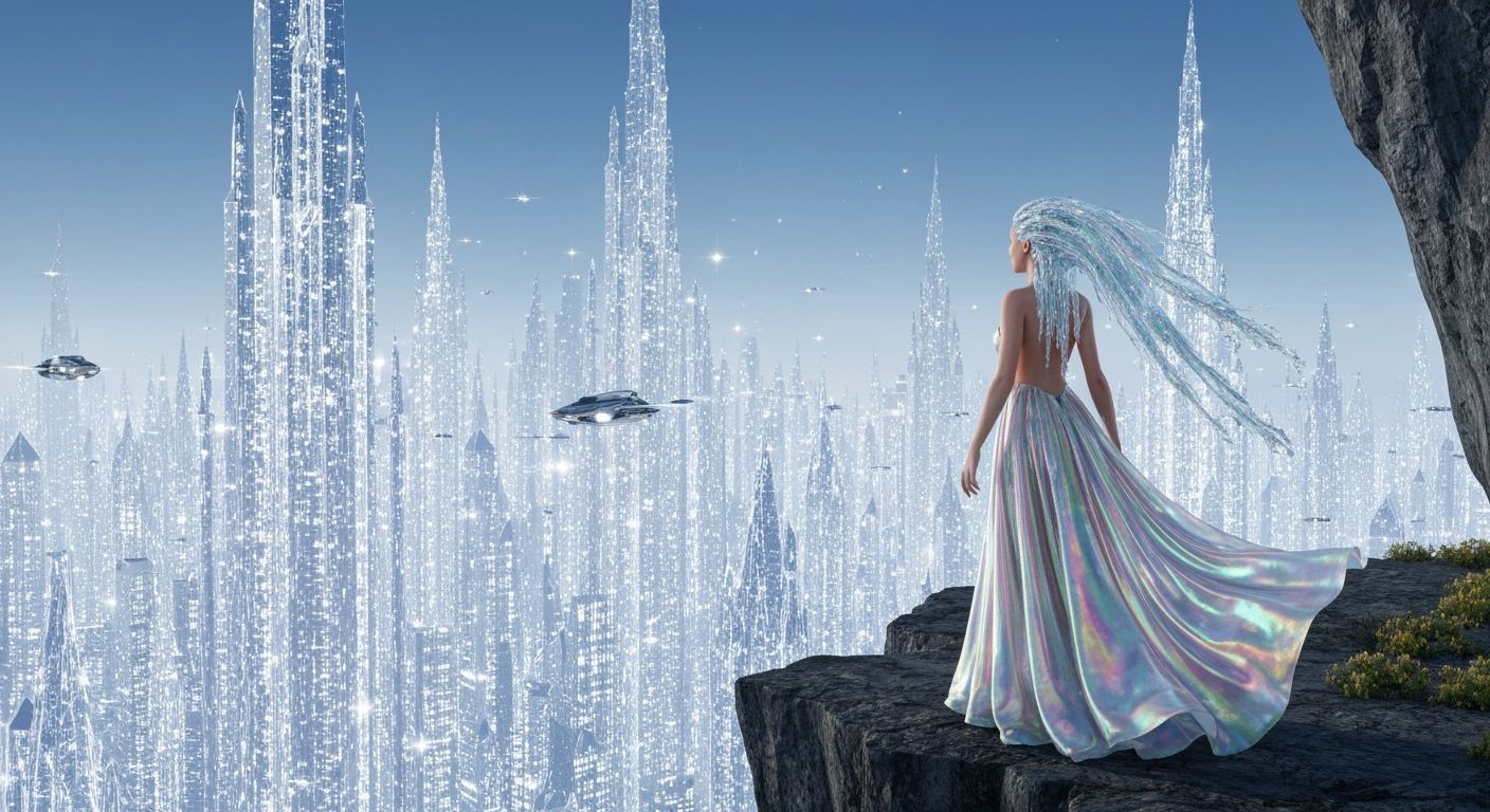 Crystal City Overlook with Water Hair Woman