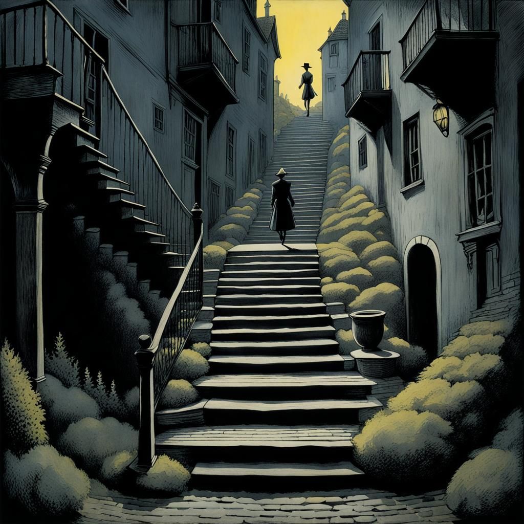 Gothic Staircase Anomaly in Burtonesque Style