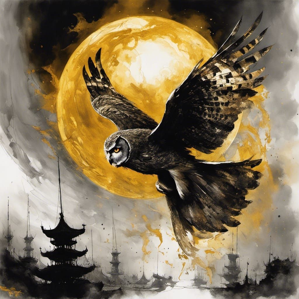 Majestic Ink Owl Dissolving Into Smoke
