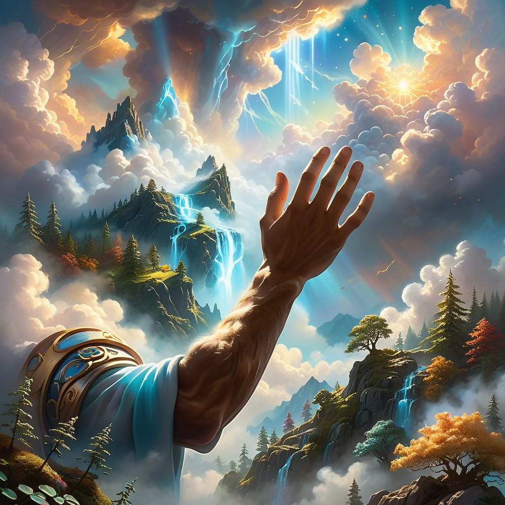 God Cradles Earth in Ethereal Fantasy Art