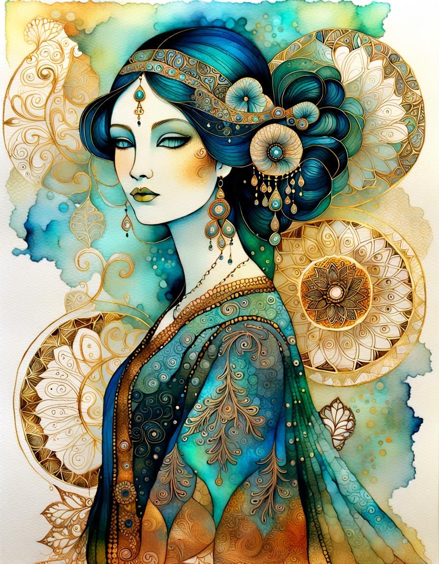 Bohemian Beauty in Mixed Media Style
