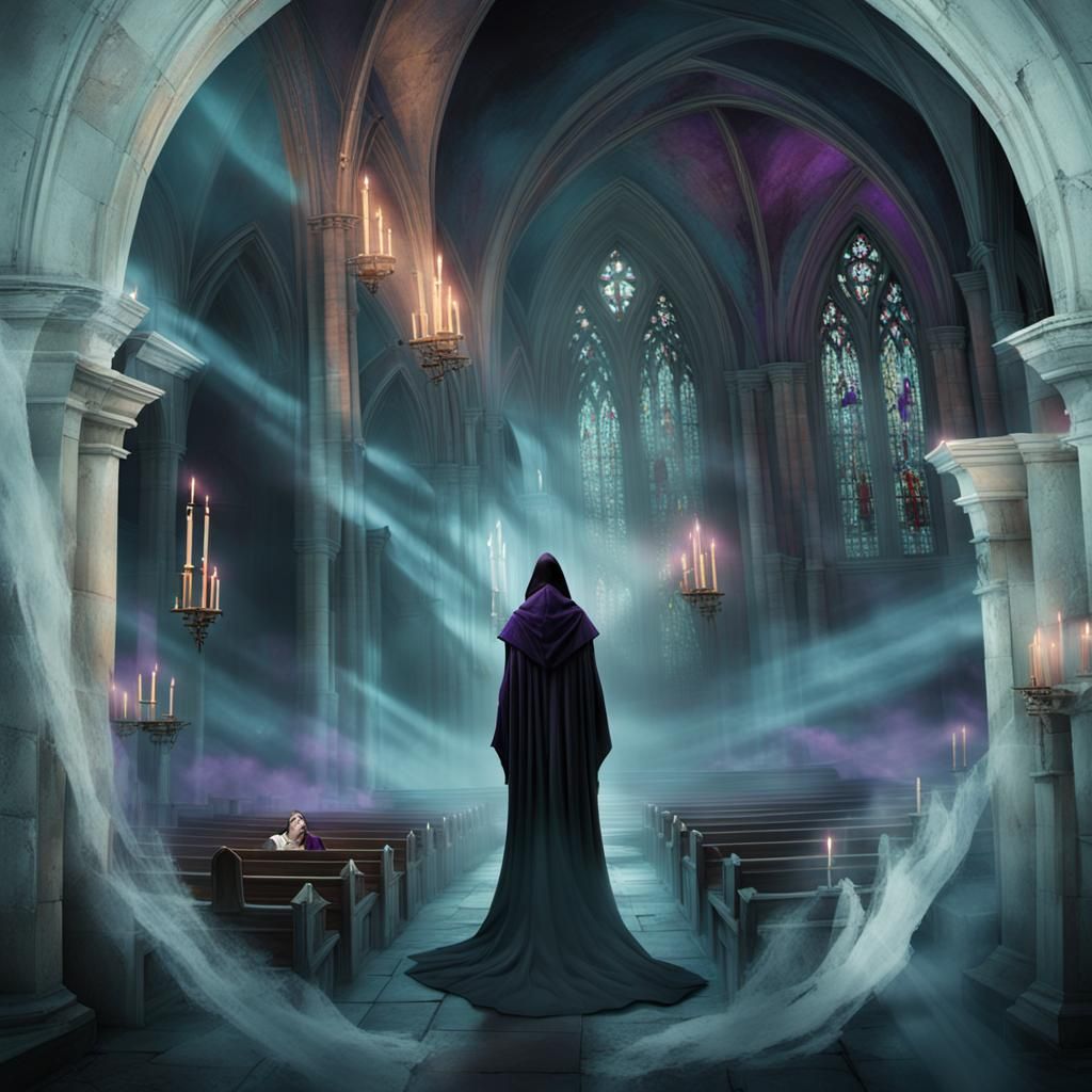 Gothic Figure Basks in Moonlit Glow