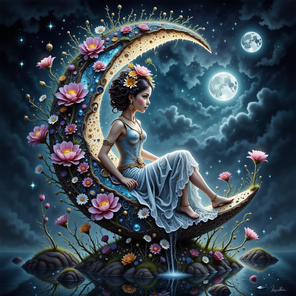 Floral Moon: A Blooming Celestial Body
