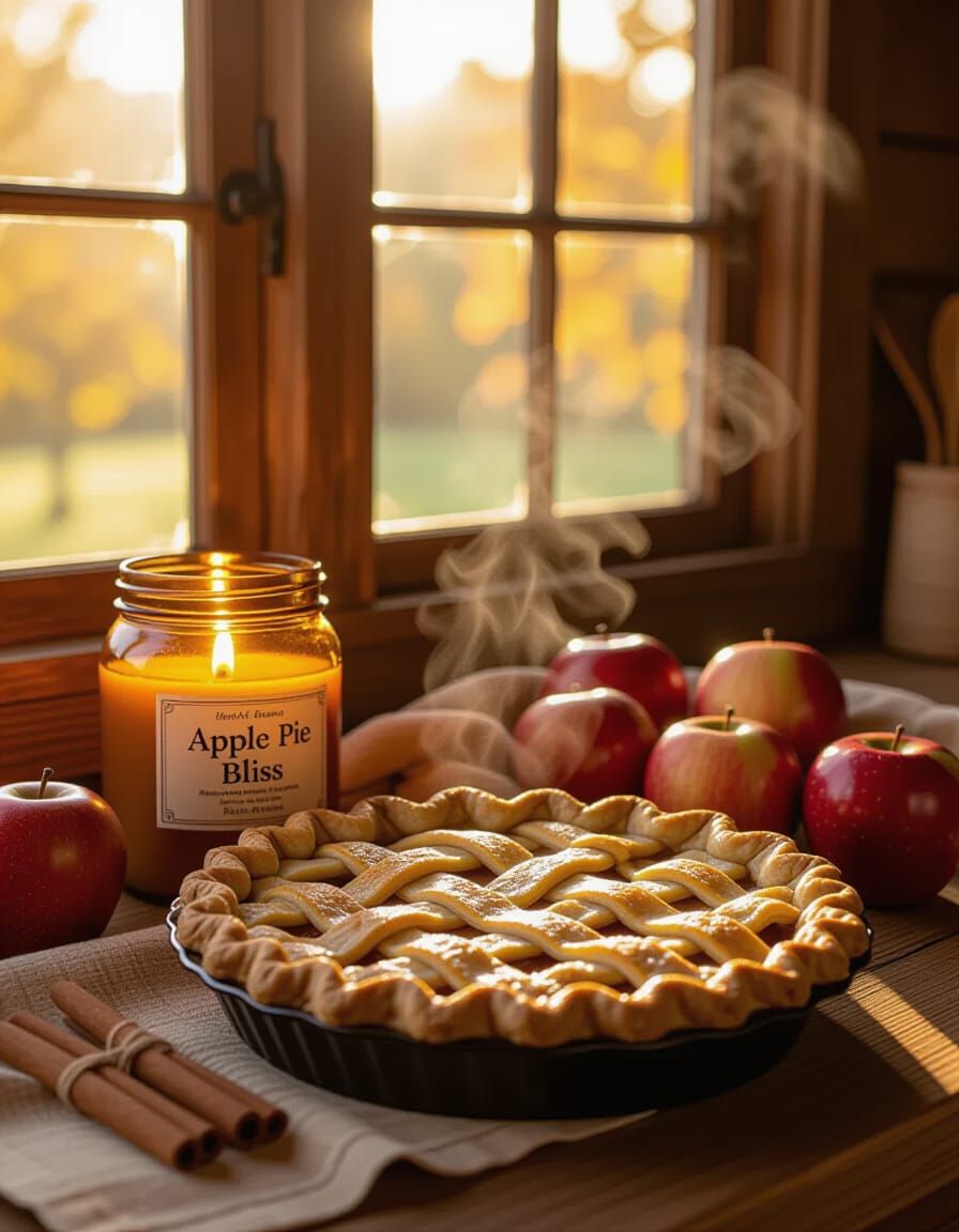 Apple Pie Bliss: Rustic Kitchen in Hyperrealistic Style