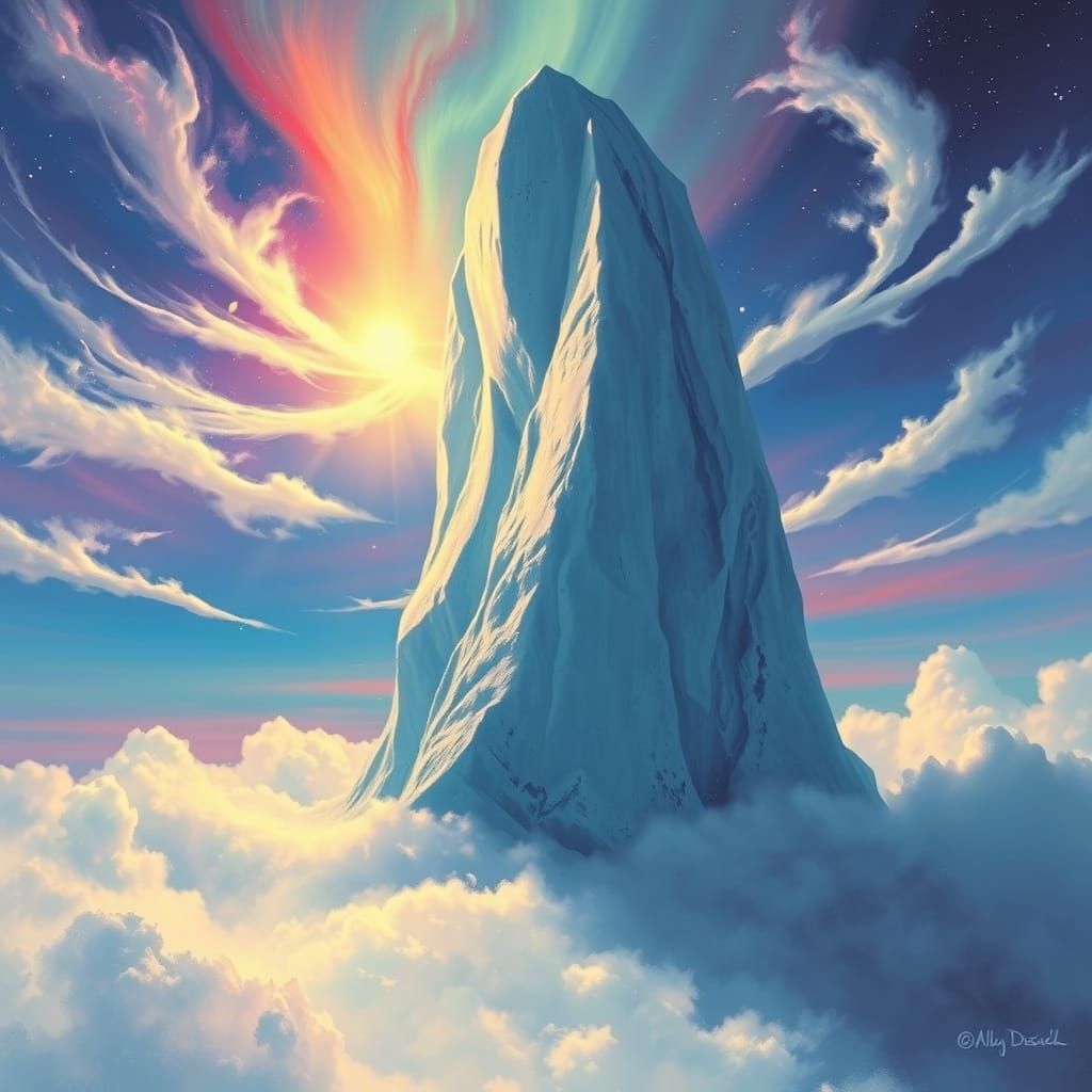 Celestial Giant Rises in Dreamlike Landscape