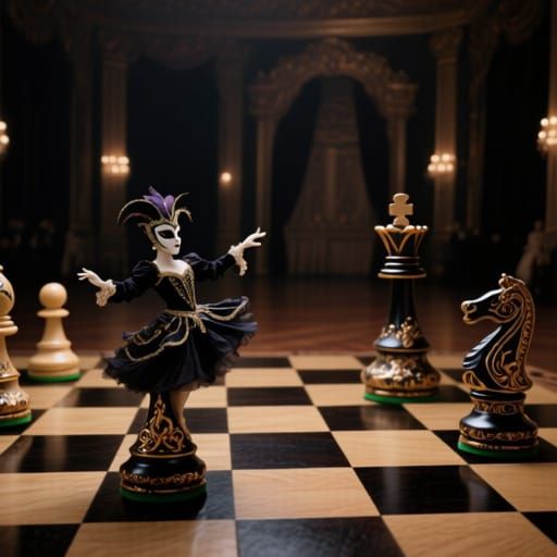 Chess Piece Dancers at a Masquerade Ball