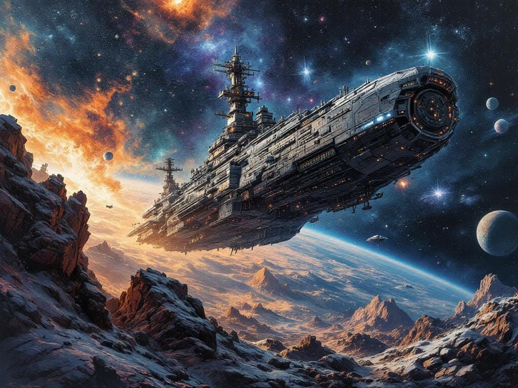 Colossal Space Freighter Masterpiece Artwork