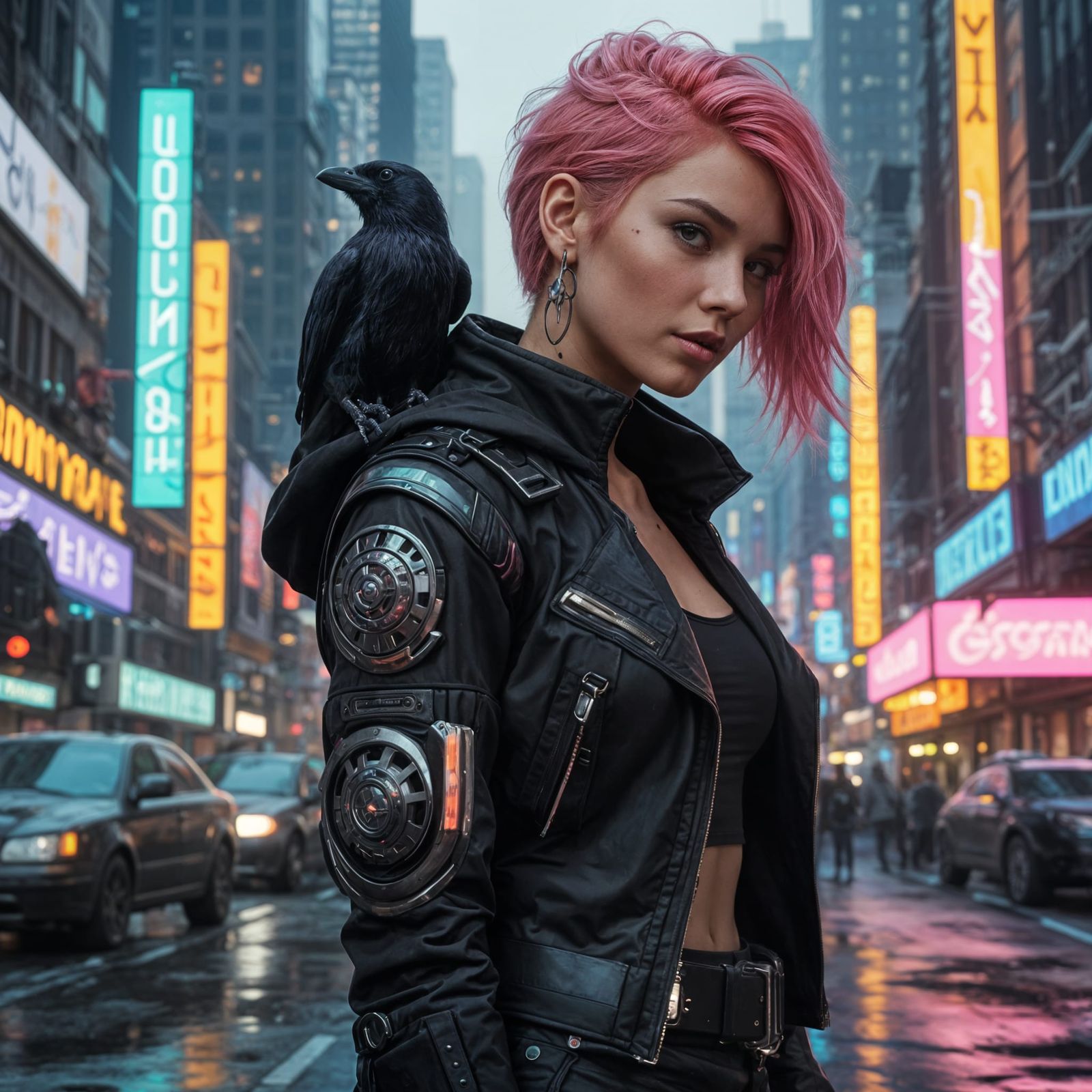 Cyberpunk Teenage Rebel in Neon City