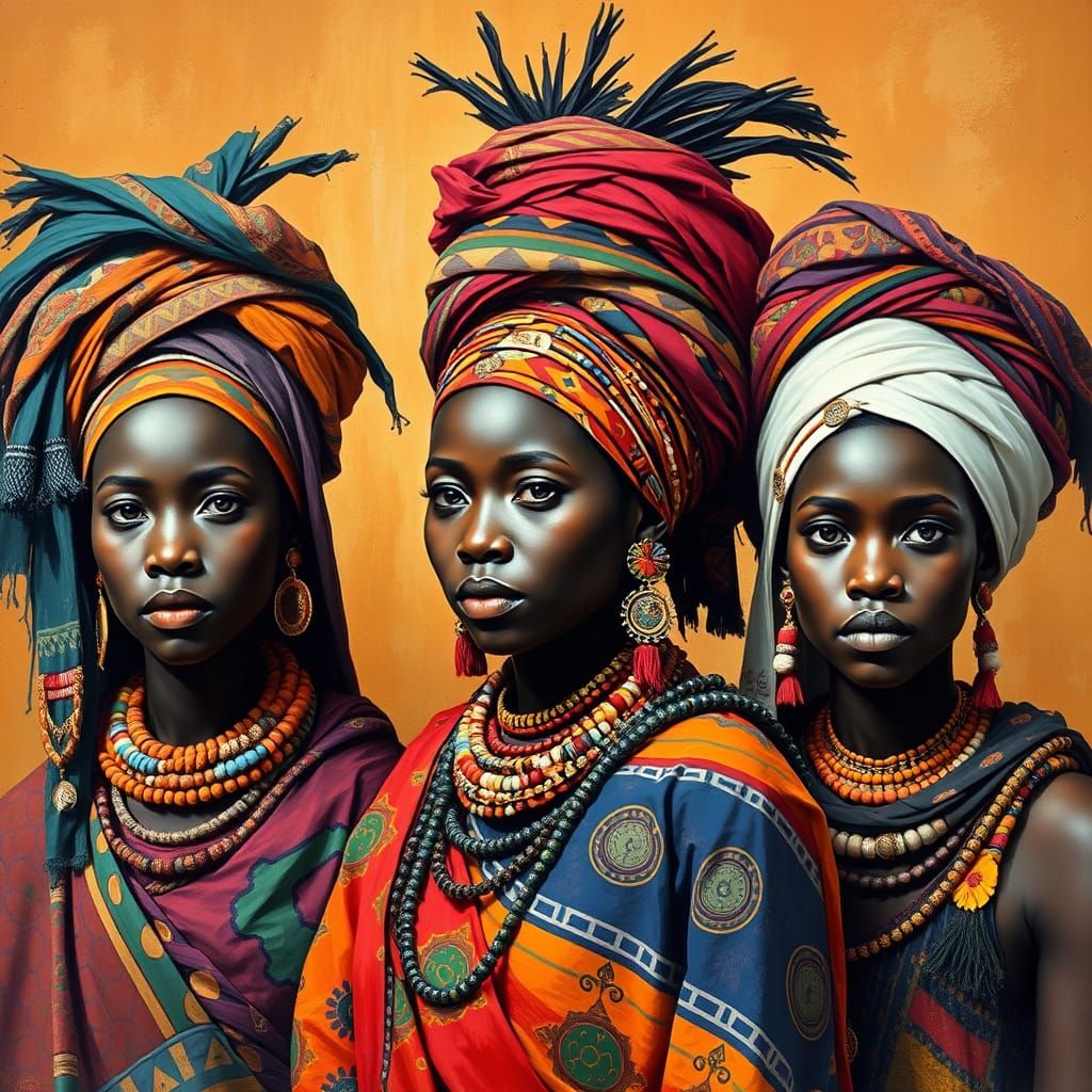 Vibrant African Tribal Women in Contemporary Style