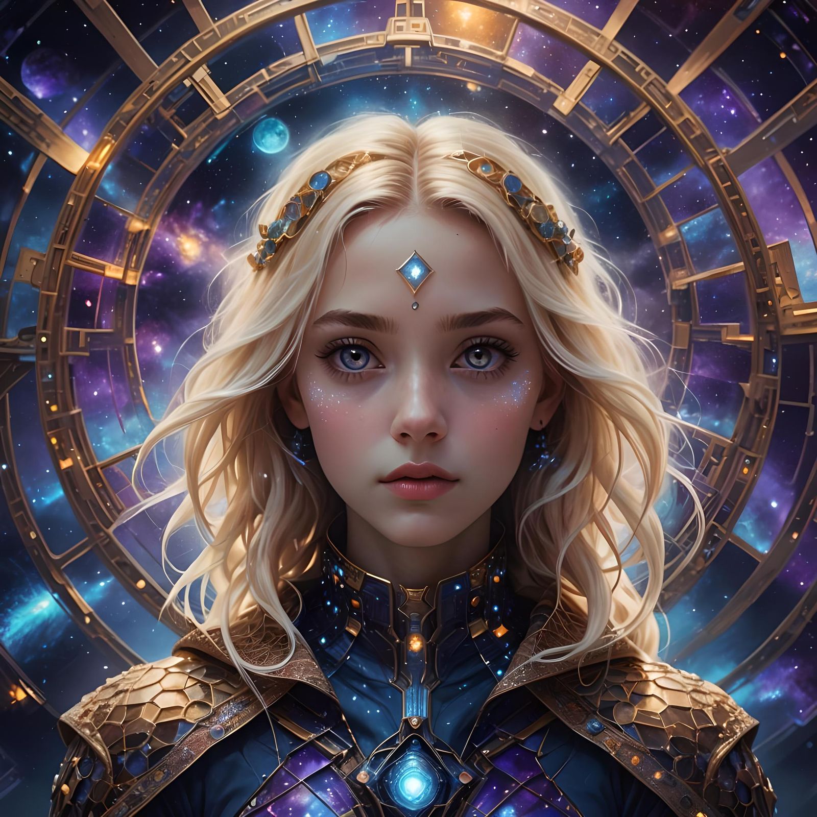 Soul as Girl in Spaceship: Digital Art Portrait