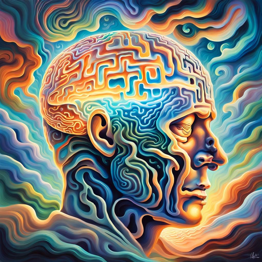 Ethereal Brain Portrait in Surrealist Style