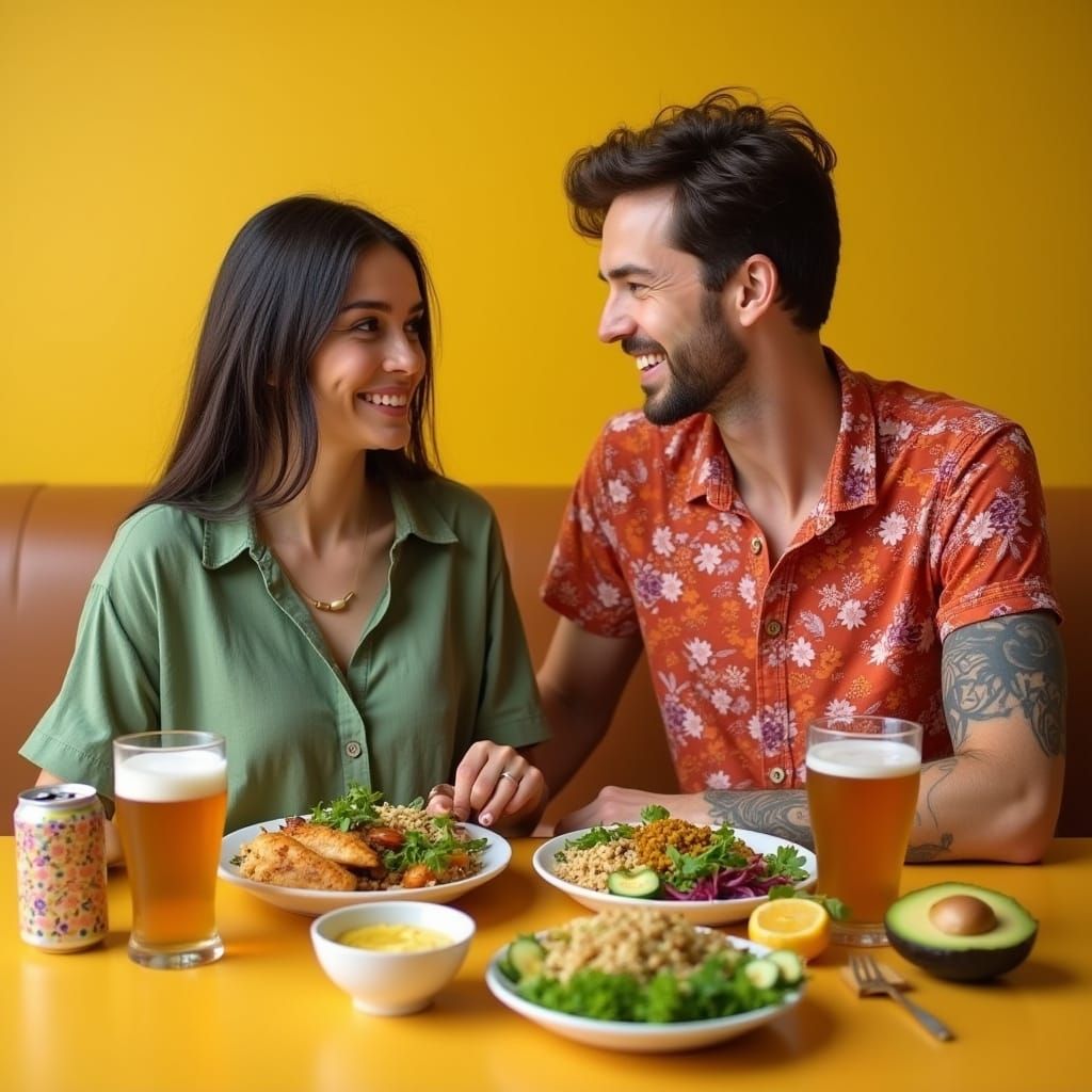 Couple Enjoys Healthy Meal in Warm, Inviting Setting