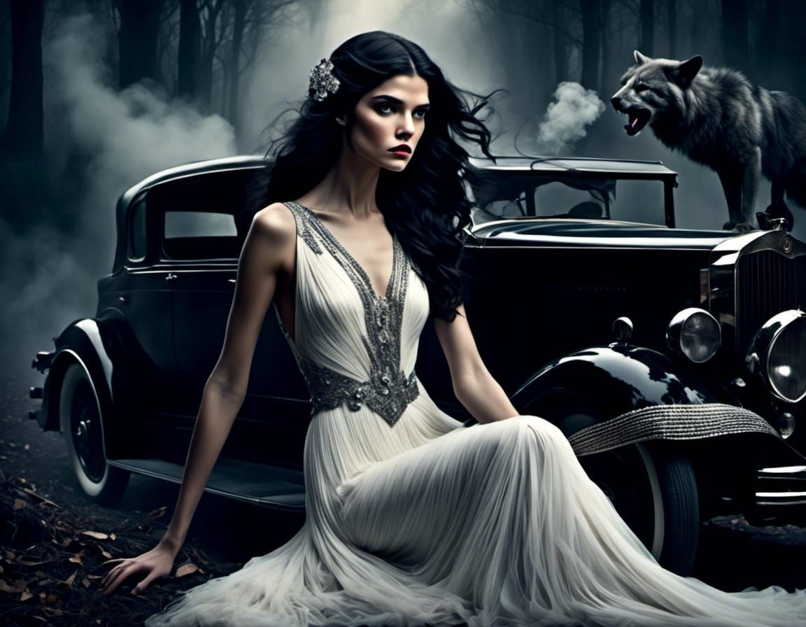 Art Deco Woman in Dark Cityscape