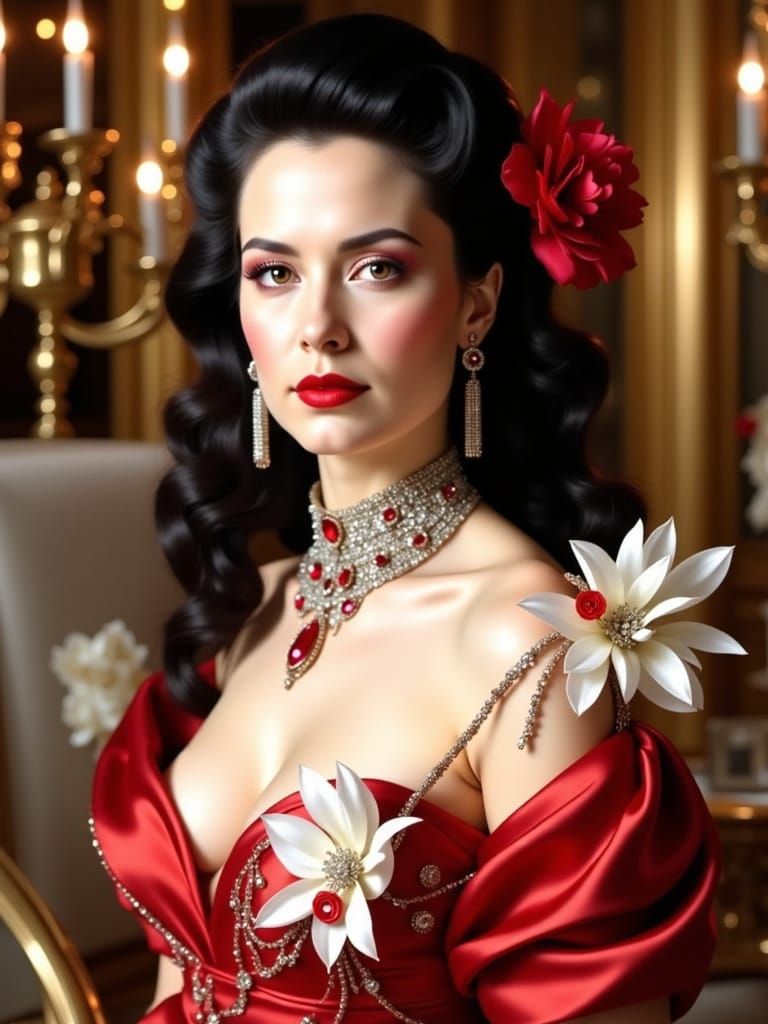 Elegant Wedding Portrait of Sauvanne in Red Gown