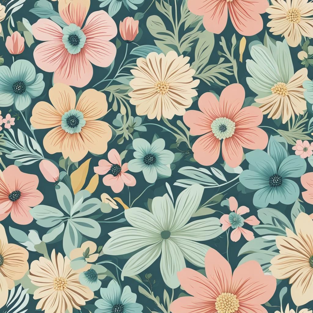 Seamless Floral Pattern in Pastel Colors