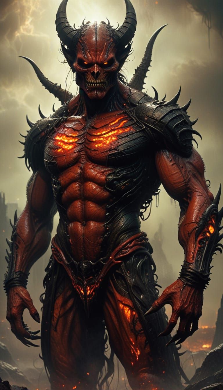 Hellish Demon Portrait in Dark Fantasy Style