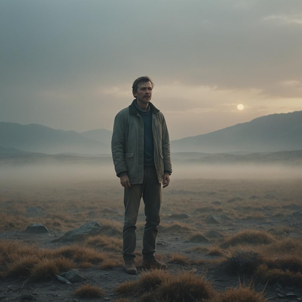 Ethereal Man in Golden Mist