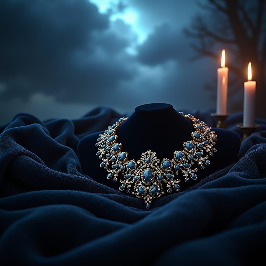 Ornate Black Jewels with Gold Filigree