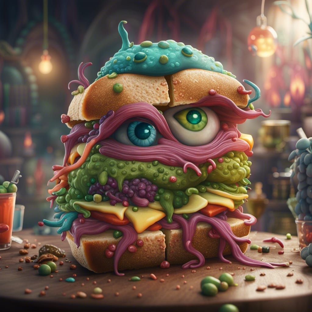 Wacky Alien Sandwich: Detailed Matte Painting
