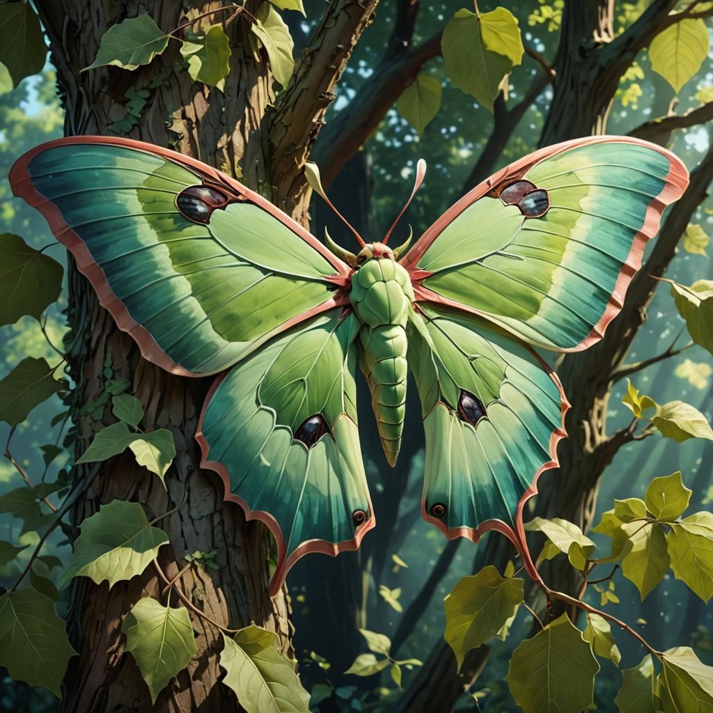 Giant Luna Moth in Dappled Light