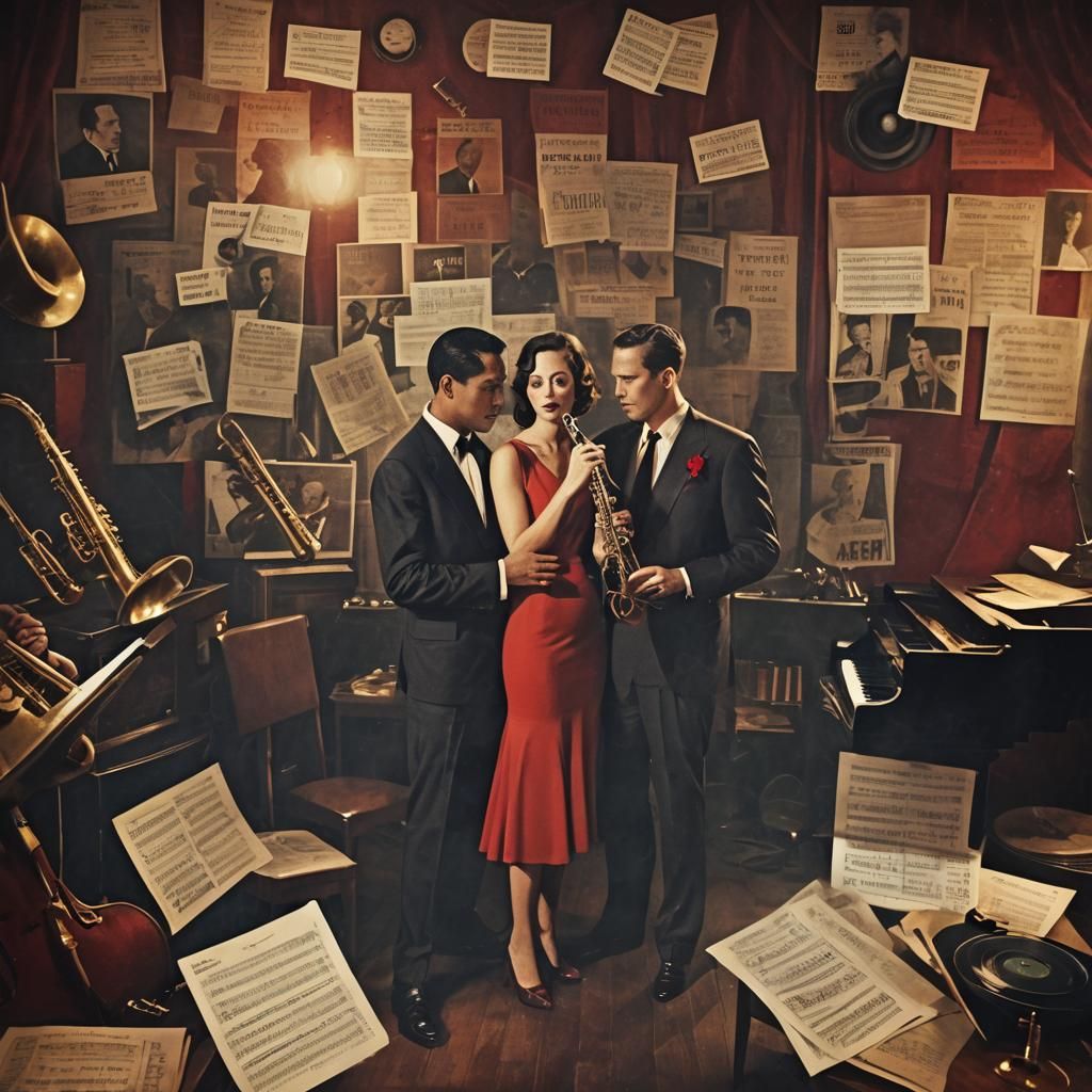 Intimate Jazz Rendezvous: Album Art in Film Noir Style