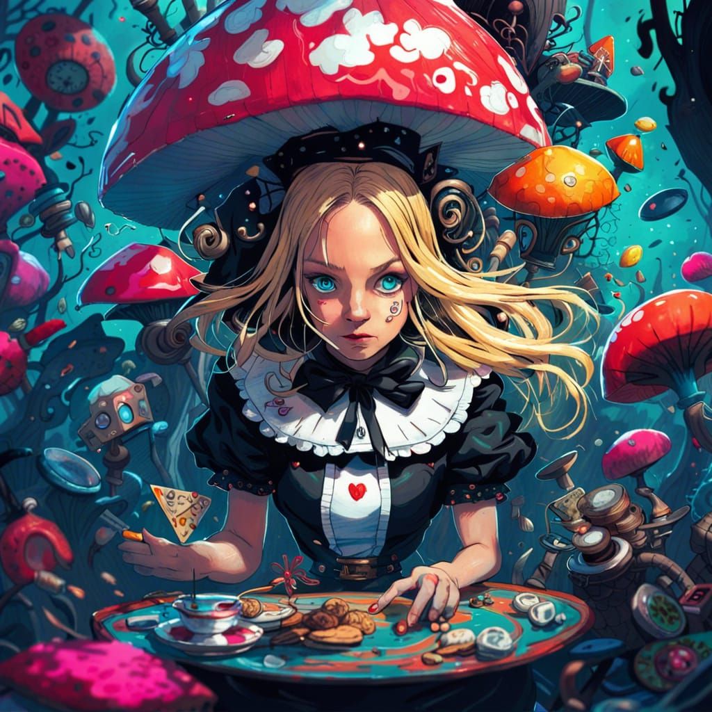 Hypnotic Alice in Wonderland Digital Illustration