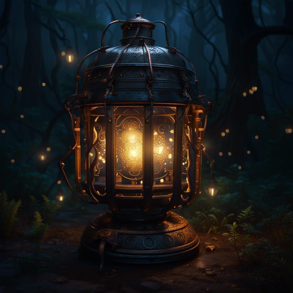 Firefly Lit Lantern: Detailed Fantasy Concept Art