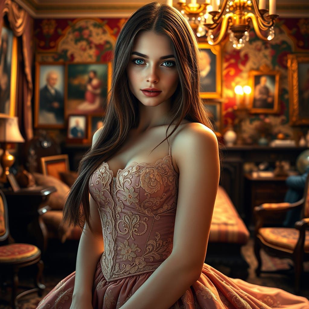 Victorian-Era Beauty in a Lavish Bedroom