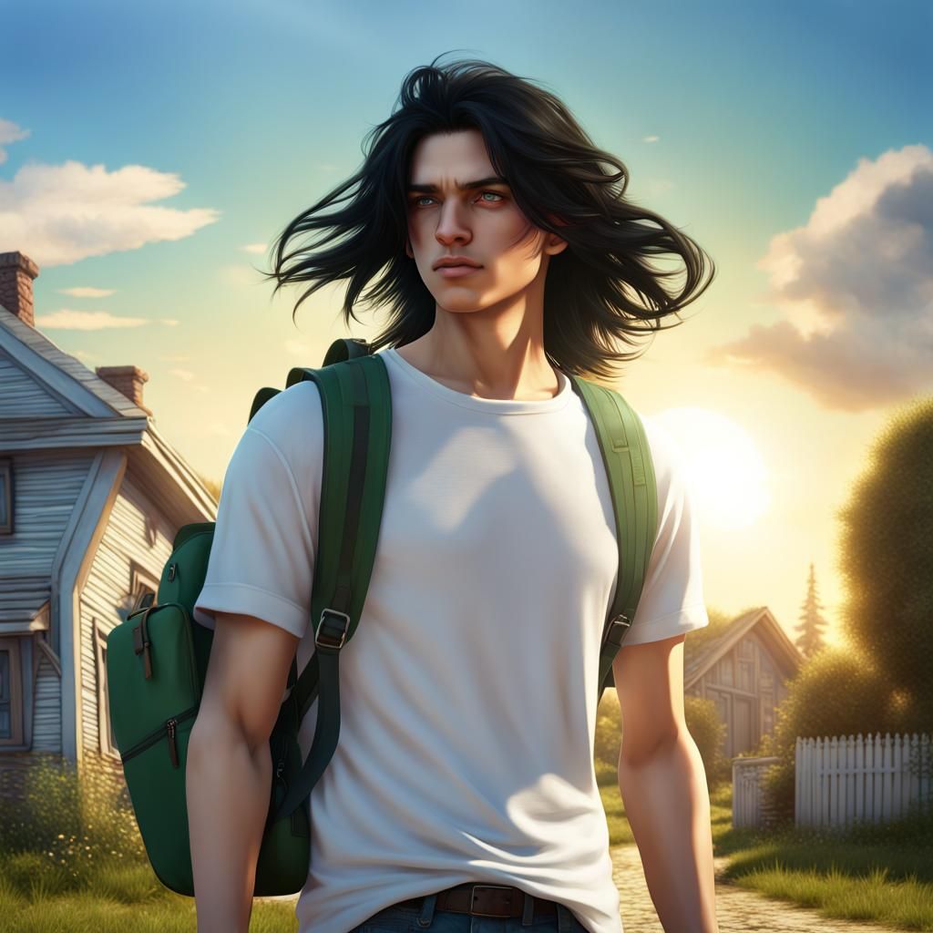 Teenager Walks Home: Detailed Matte Painting