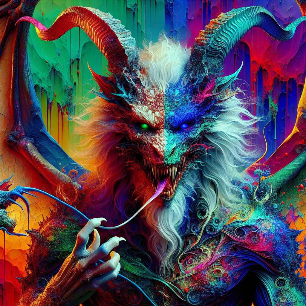 Vampire Dragon God in Hyperrealistic Splash Art