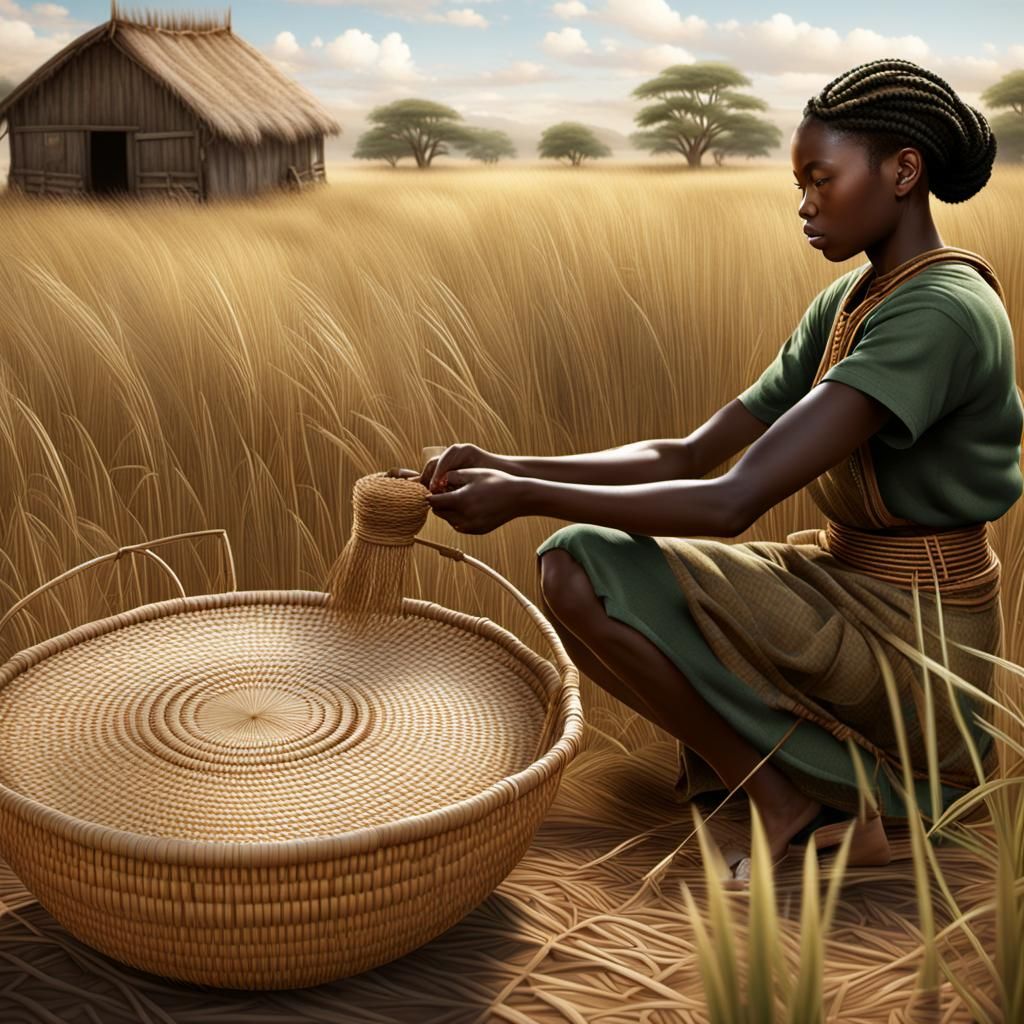 Sweetgrass Basket Weaver in Detailed Matte Painting