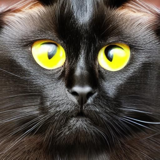 Black Cat with White Markings and Yellow-Green Eyes