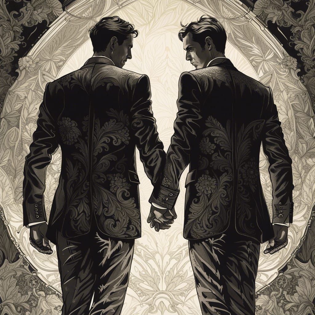 Gay Male Spies Movie Poster in Ornate Style