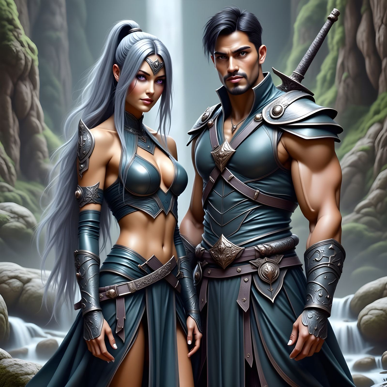 Fantasy Warriors in Golden Armor